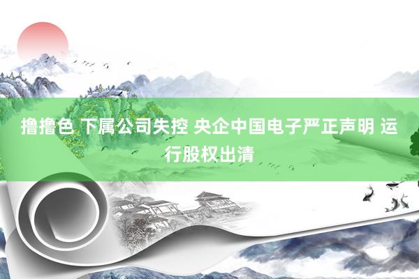 撸撸色 下属公司失控 央企中国电子严正声明 运行股权出清