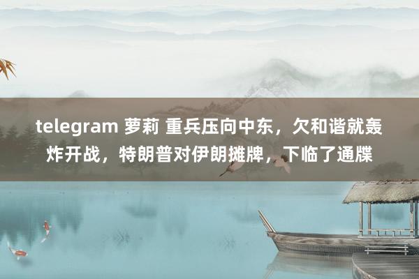 telegram 萝莉 重兵压向中东，欠和谐就轰炸开战，特朗普对伊朗摊牌，下临了通牒
