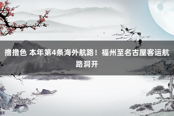 撸撸色 本年第4条海外航路！福州至名古屋客运航路洞开