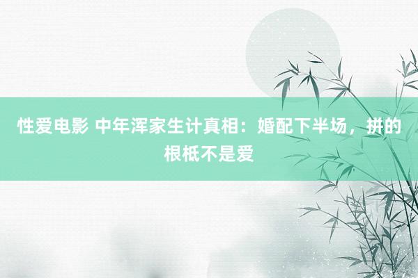 性爱电影 中年浑家生计真相：婚配下半场，拼的根柢不是爱