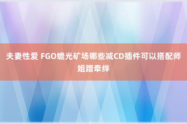 夫妻性爱 FGO蟾光矿场哪些减CD插件可以搭配师姐蹭牵绊